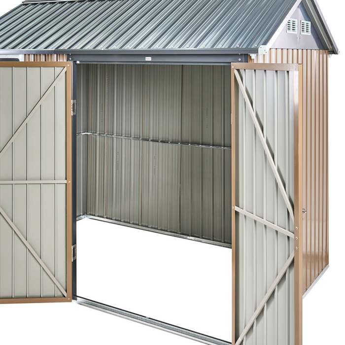 Beliani-NOCCIANO-Tuin gereedschapschuur-Bruin- 235 x 175 cm-Staal