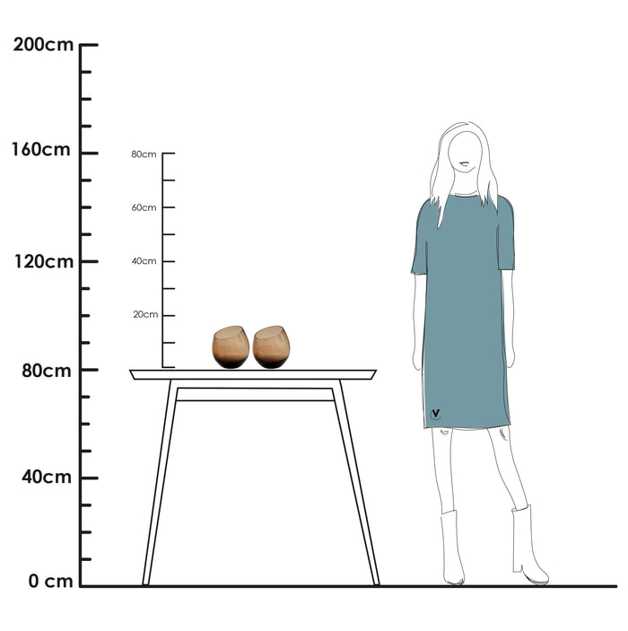 Vase The World - Moho taupe waxinelichthouder Ø15,5 x H15 cm - 2st.