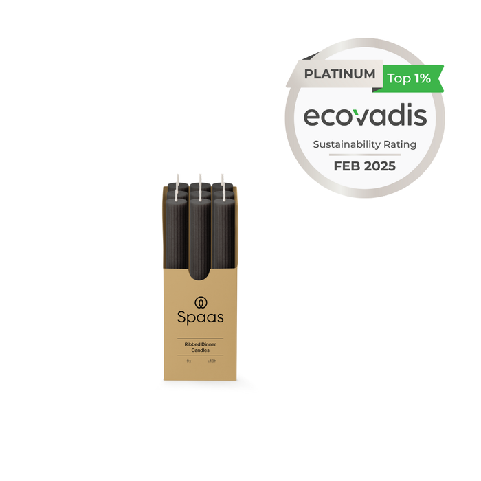 Spaas Geribde Dinerkaars - 23|240mm - Zwart - 10u - Set van 9