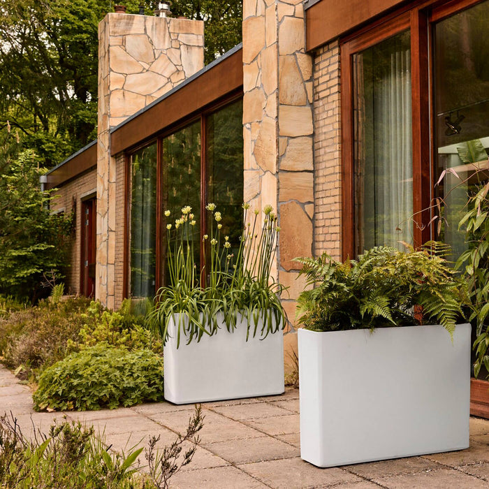 Elho June Brick Divider 80 - Linnen wit - L 79 x B x H 59 cm - Binnen en Buiten - 100% gerecycled