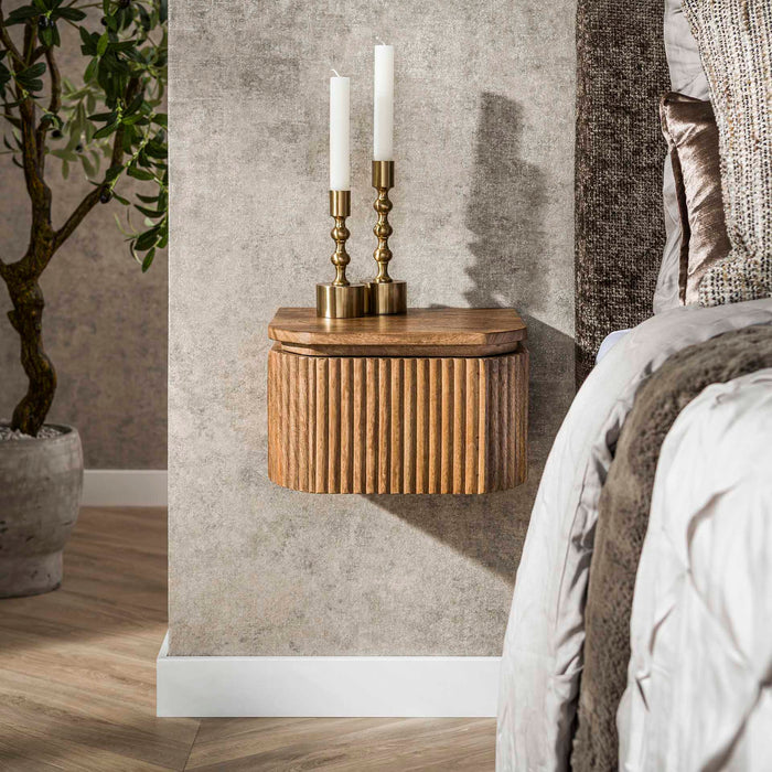 Hoyz Collection - Nachtkastje Wave Zwevend 1 Lade XS - Mangohout