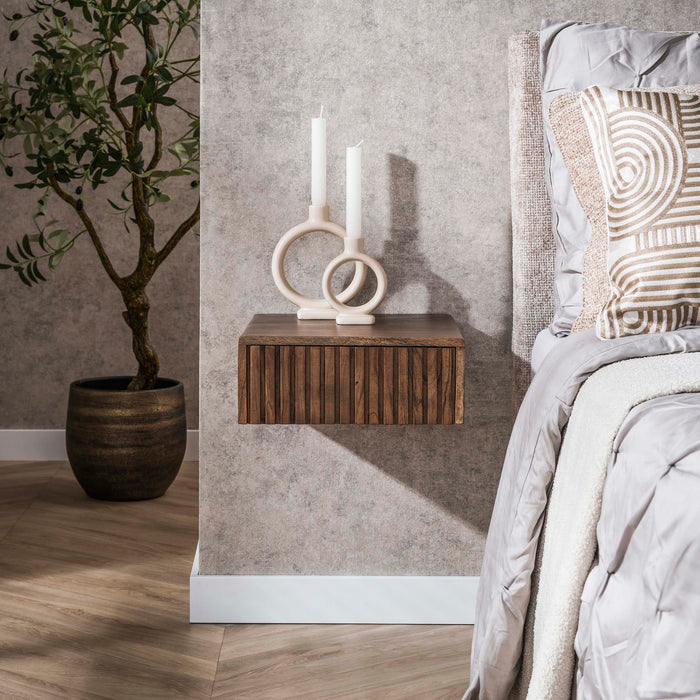 Hoyz Collection - Nachtkastje Zwevend Verpakt Per 2 - Acacia Bruin