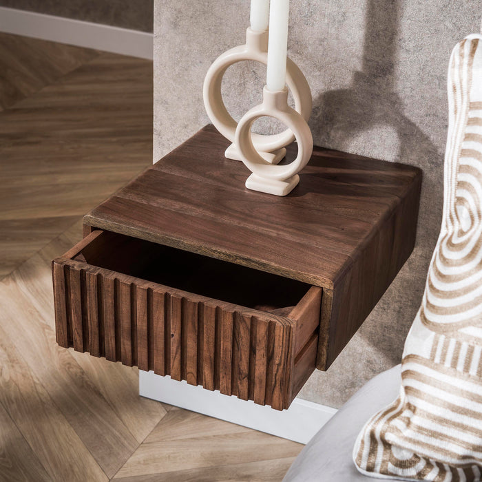 Hoyz Collection - Nachtkastje Zwevend Verpakt Per 2 - Acacia Bruin