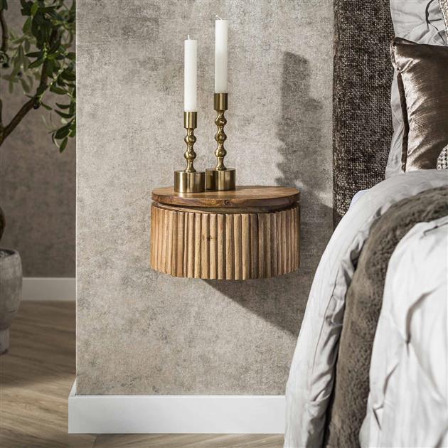 Hoyz Collection - Nachtkastje Wave Rond Zwevend 1 Lade XS - Mangohout