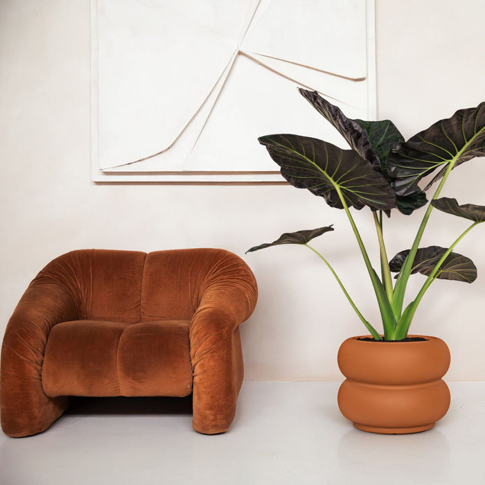 Elho Amber Roll Low 60 - Karamel - Ø 60 x H 46 cm - Binnen en Buiten - 100% gerecycled kunststof