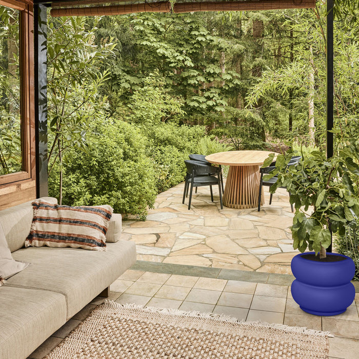 Elho Amber Roll Low 43 - Royal blue - Ø 43 x H 40 cm - Binnen en Buiten - 100% gerecycled kunststof