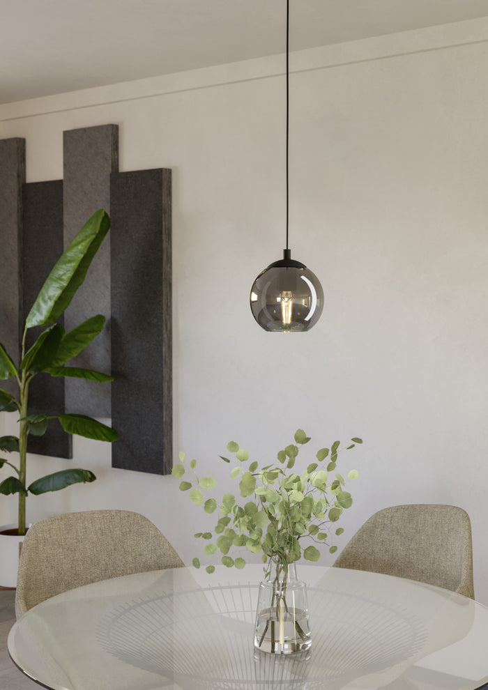 EGLO Ariscani Hanglamp - E27 - Ø 20 cm - rookglas - Zwart