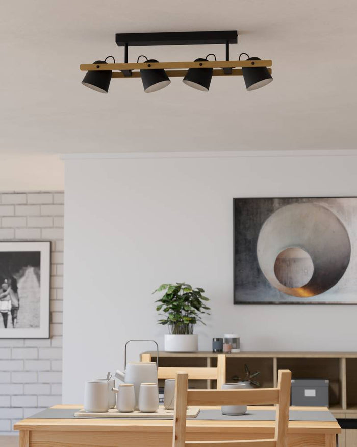 EGLO connect.z Hornwood-Z Plafondlamp - 78 cm - Zwart|Bruin - RGB