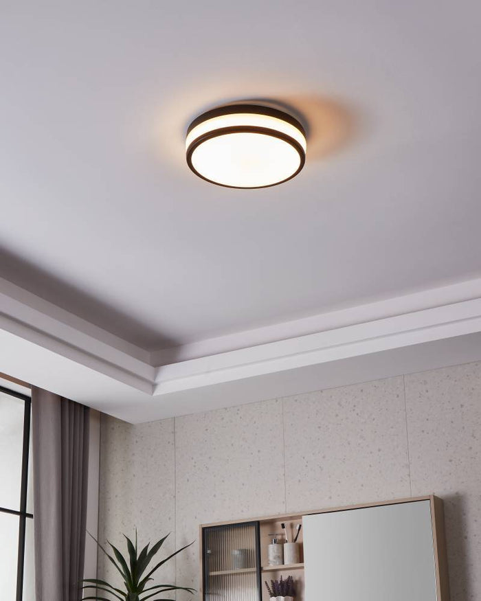 EGLO LED Palermo Plafondlamp - LED - Ø 30 cm - Zwart|Wit - Badkamer