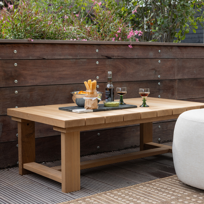 WOOOD Banco Salontafel Tuin - Hout| Metaal - Naturel - 42x122x68