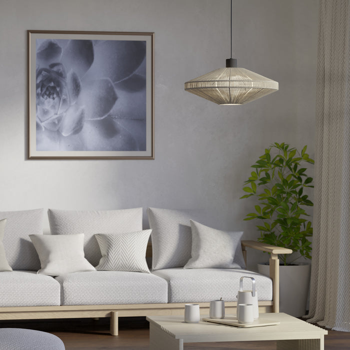 EGLO Midsumer Hanglamp - E27 - Ø 38 cm - Zwart|Crème - Textiel