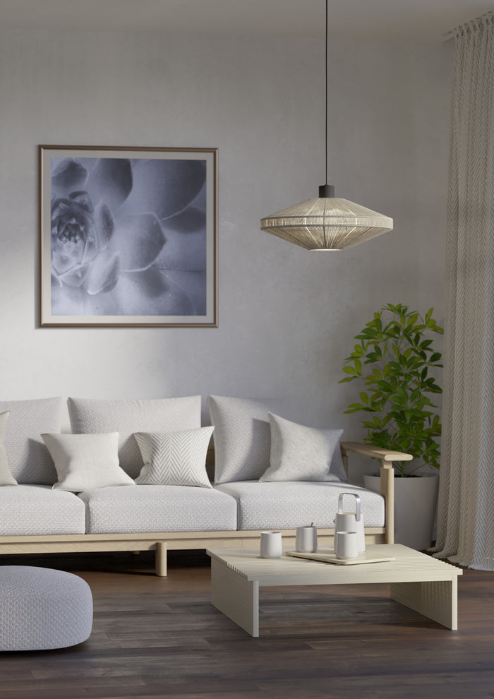 EGLO Midsumer Hanglamp - E27 - Ø 38 cm - Zwart|Crème - Textiel