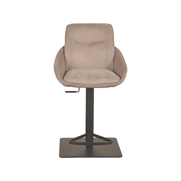 LABEL51 - Barkruk Beauty - Taupe Micro Suede - Zwart Metaal