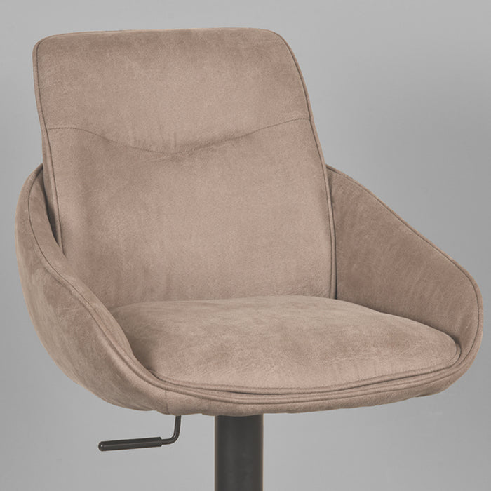 LABEL51 - Barkruk Beauty - Taupe Micro Suede - Zwart Metaal