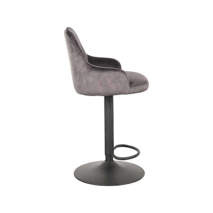 LABEL51 - Barkruk Fender - Antraciet Velours - Zwart Metaal