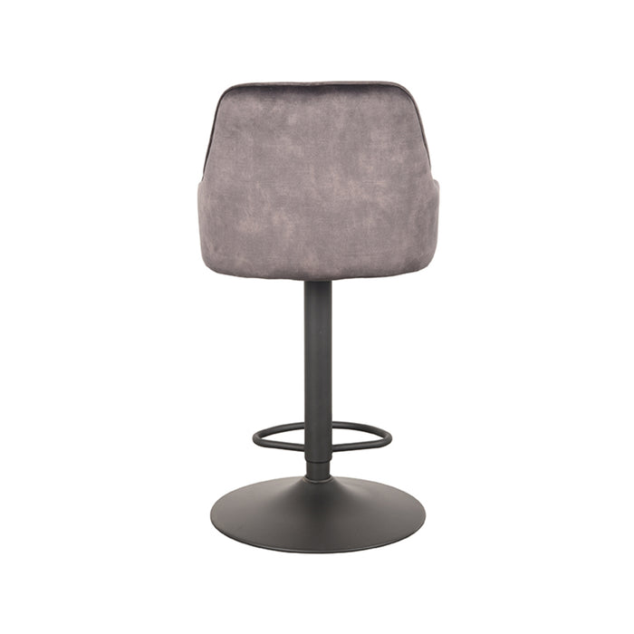 LABEL51 - Barkruk Fender - Antraciet Velours - Zwart Metaal