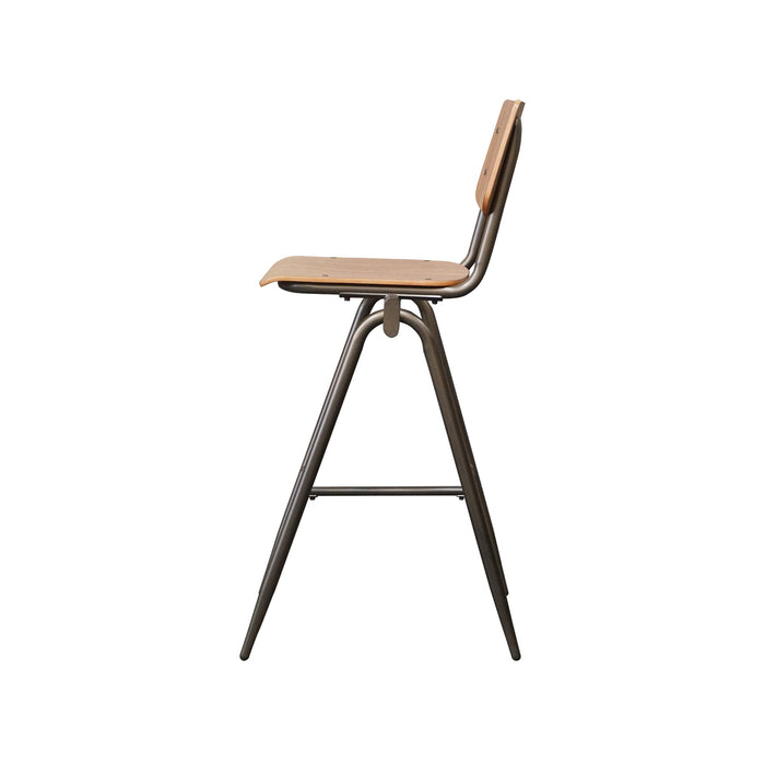 LABEL51 - Barkruk Solid - Walnoot Hout - Antiekgoud Metaal