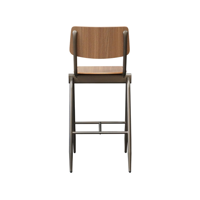 LABEL51 - Barkruk Solid - Walnoot Hout - Antiekgoud Metaal