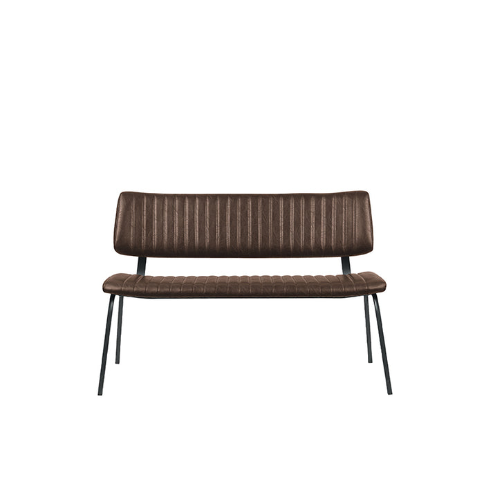 LABEL51 - Eetkamerbank Gusto - Bruin PU - Zwart Metaal