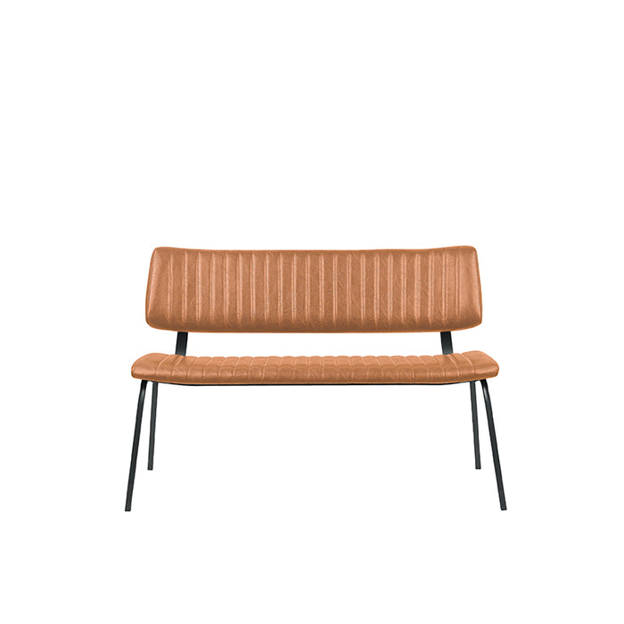 LABEL51 - Eetkamerbank Gusto - Cognac PU - Zwart Metaal
