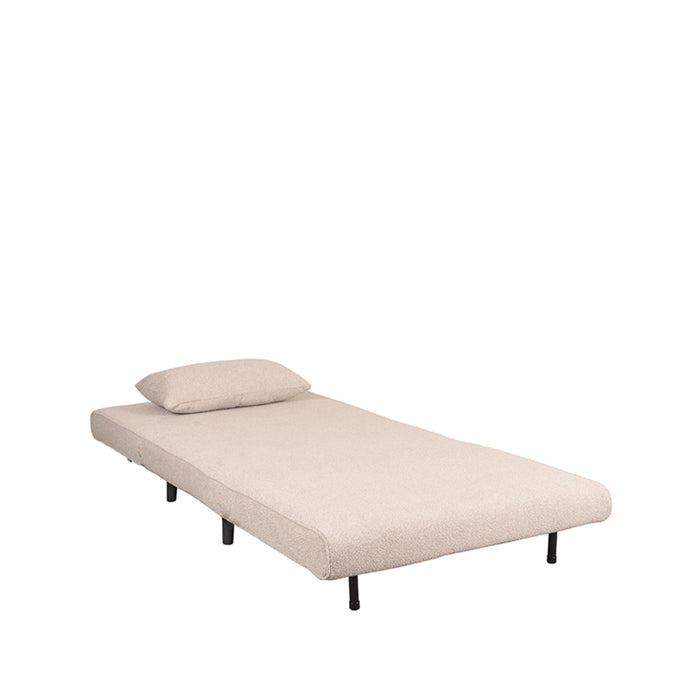 LABEL51 - Slaapbank Single - Naturel Boucle - Zwart Hout