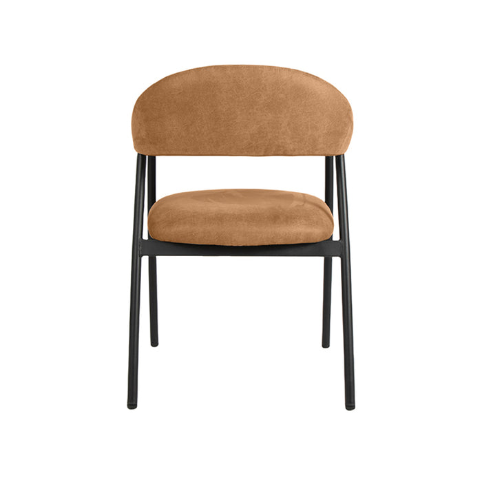 LABEL51 - Eetkamerstoel Amaze - Cognac Microfiber - Zwart Metaal