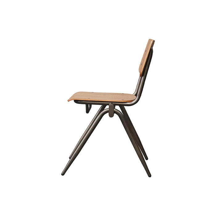 LABEL51 - Schoolstoel Solid - Walnoot Hout - Antiekgoud Metaal