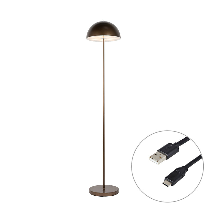 QAZQA Buiten vloerlamp mushroom donkerbrons oplaadbaar - Keira