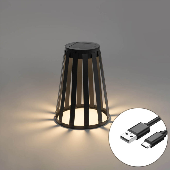 QAZQA Buiten tafellamp zwart incl. LED 3-staps dimbaar solar en