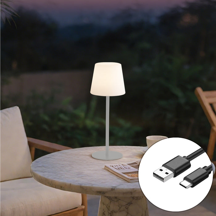 QAZQA Tafellamp wit oplaadbaar incl. LED en dimmer IP54 - Jude