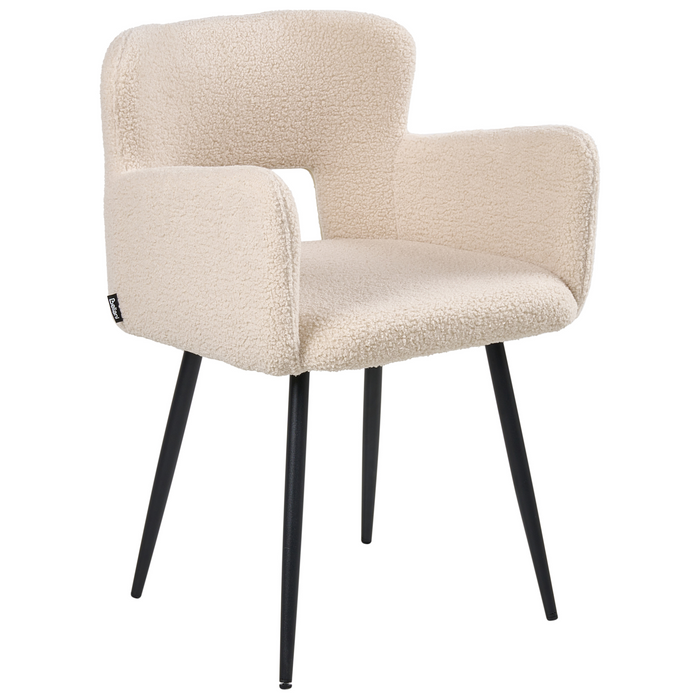 Beliani - SANILAC - Eetkamerstoel set van 2 - Beige - Bouclé