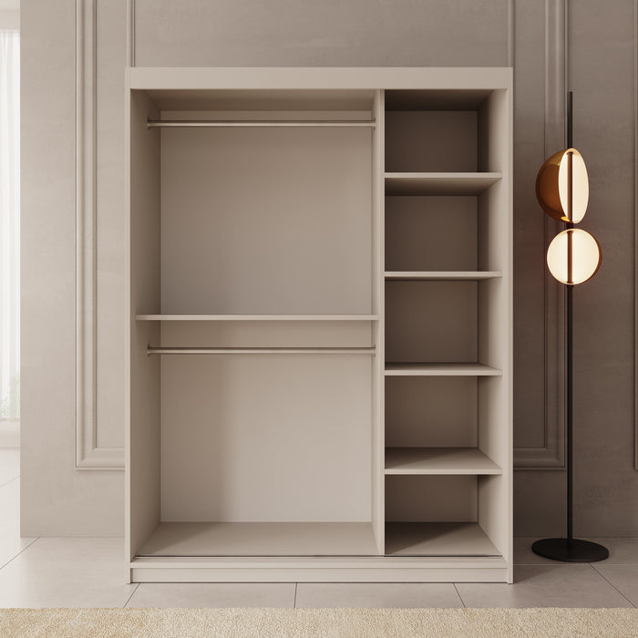 Meubella - Kledingkast Bodhi - Beige - 150 cm - Met spiegel