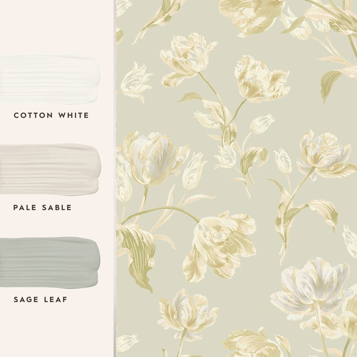 Laura Ashley Gosford Behang - Bloemen - 10mx52cm - Groen