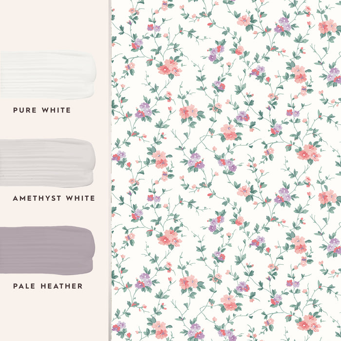 Laura Ashley Priory Behang - Bloemen - 10mx52cm - Roze