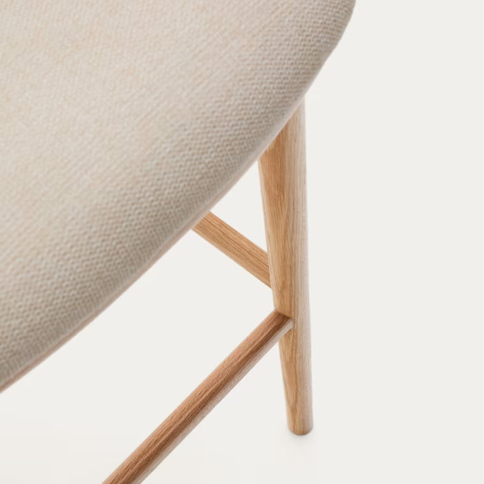 Kave Home Ciselia Barkruk - H 65 cm - Beige / Essenhout