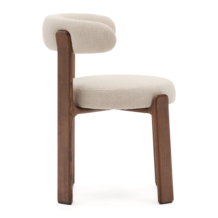 Kave Home Granite Eetkamerstoel - Beige / Donker Essenhout