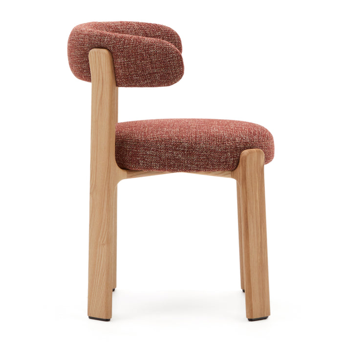 Kave Home Granite Eetkamerstoel - Terracotta / Licht Essenhout