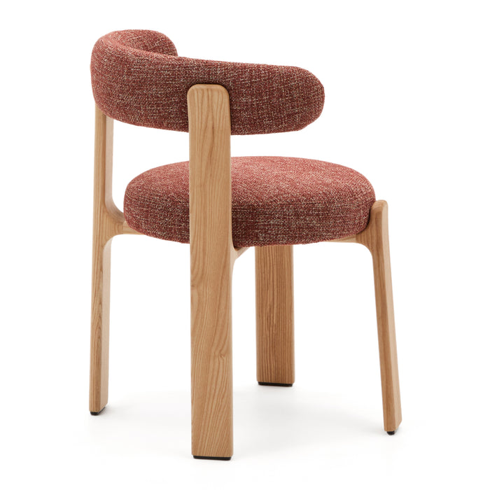 Kave Home Granite Eetkamerstoel - Terracotta / Licht Essenhout