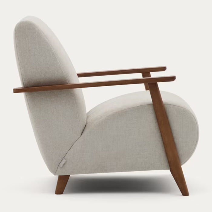 Kave Home Meghan Fauteuil - Wit / Donkerbruin