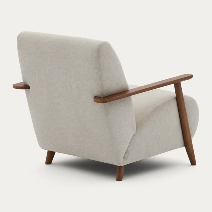 Kave Home Meghan Fauteuil - Wit / Donkerbruin