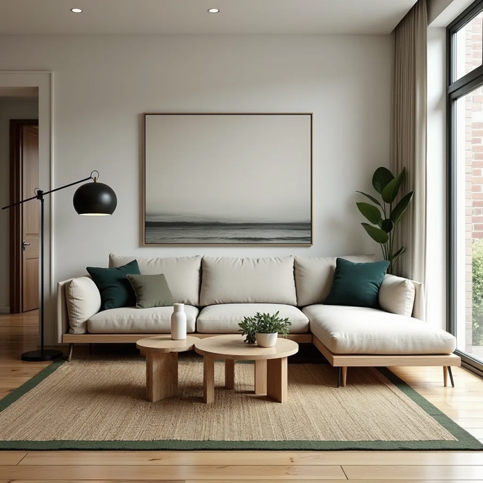 Mrcarpet Jute vloerkleed Rechthoek naturel|Groen 160x230cm