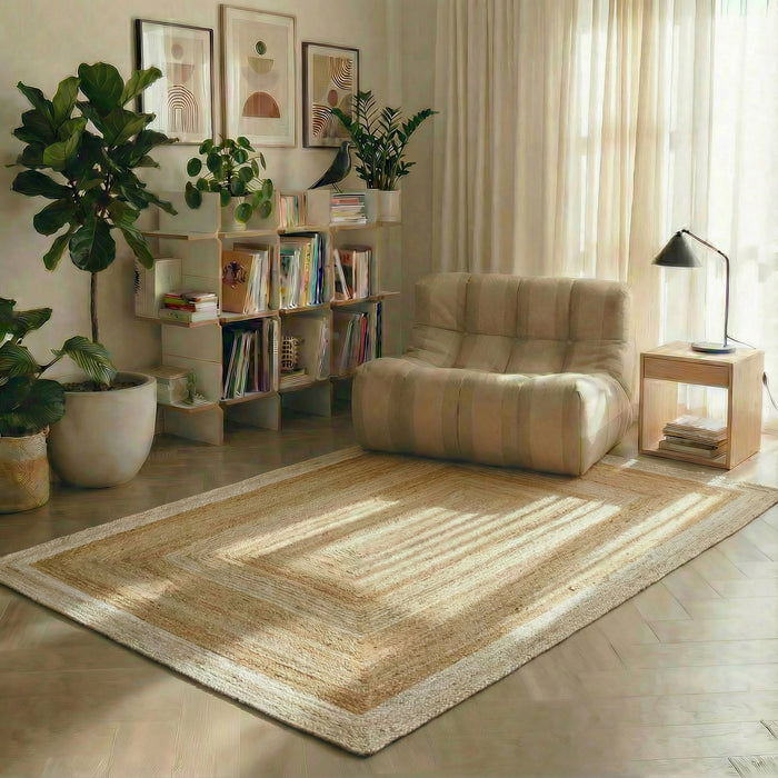 Mrcarpet Jute vloerkleed Rechthoek naturel|wit 140x200cm