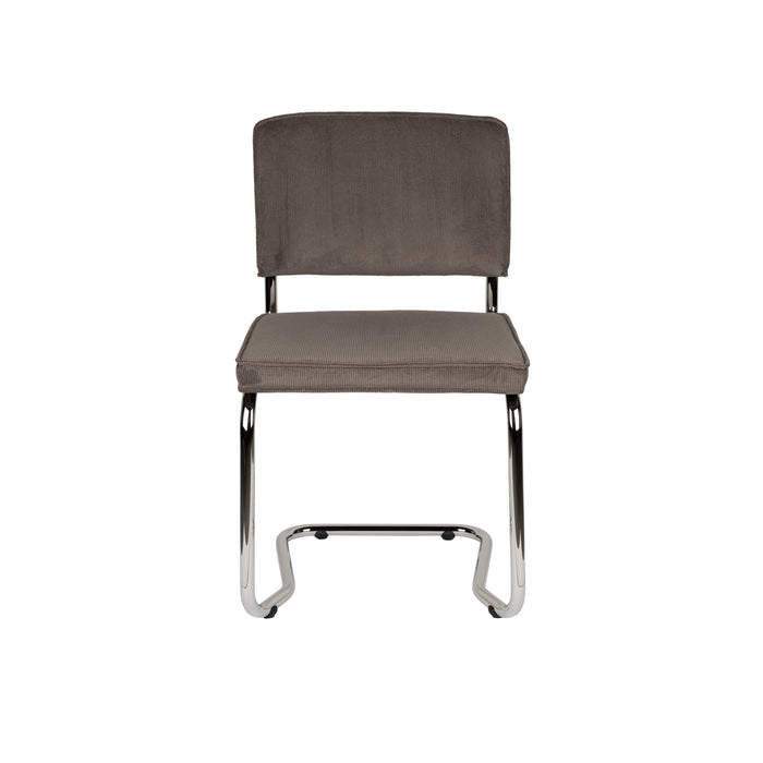 Zuiver Ridge Rib Kink Eetkamerstoelen Grijs - Set van 2