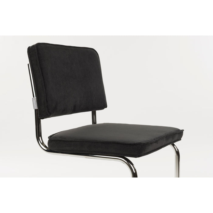 Zuiver Ridge Rib Kink Eetkamerstoelen Zwart - Set van 2