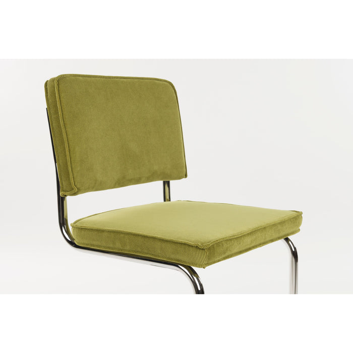Zuiver Ridge Rib Eetkamerstoelen Groen - Set van 2