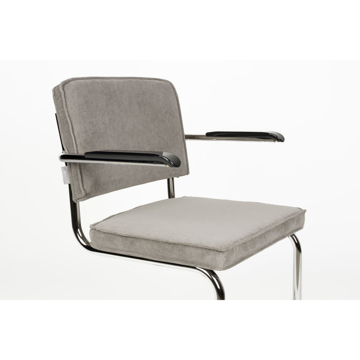 Zuiver Ridge Rib Eetkamerstoelen armleuning Lichtgrijs - Set van 2