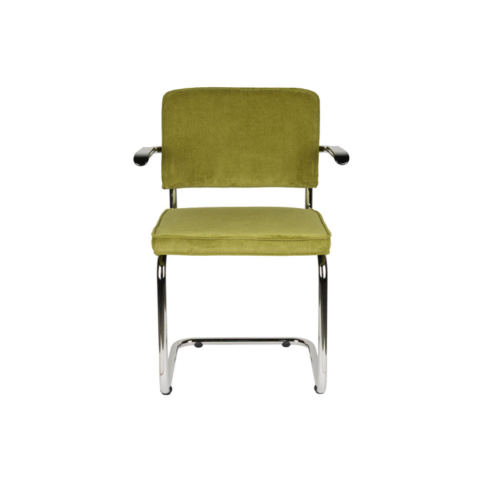 Zuiver Ridge Rib Eetkamerstoelen armleuning Groen - Set van 2