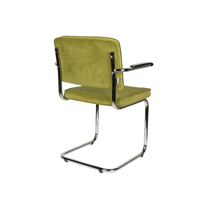 Zuiver Ridge Rib Eetkamerstoelen armleuning Groen - Set van 2