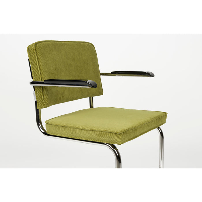 Zuiver Ridge Rib Eetkamerstoelen armleuning Groen - Set van 2