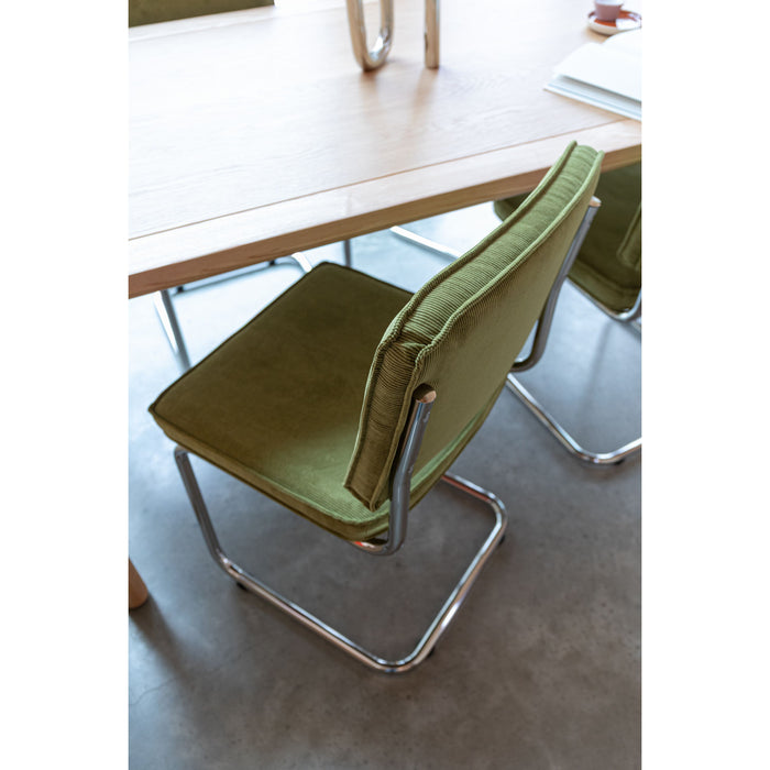 Zuiver Ridge Rib Eetkamerstoelen Groen - Set van 2